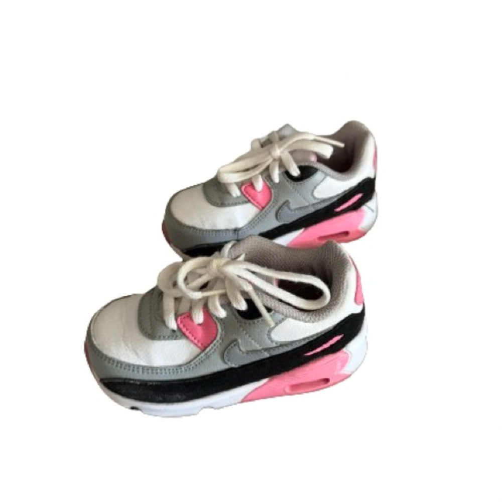 Nike air max 90 LTR GS Leather OG 7C White Grey Pink Kids Shoes